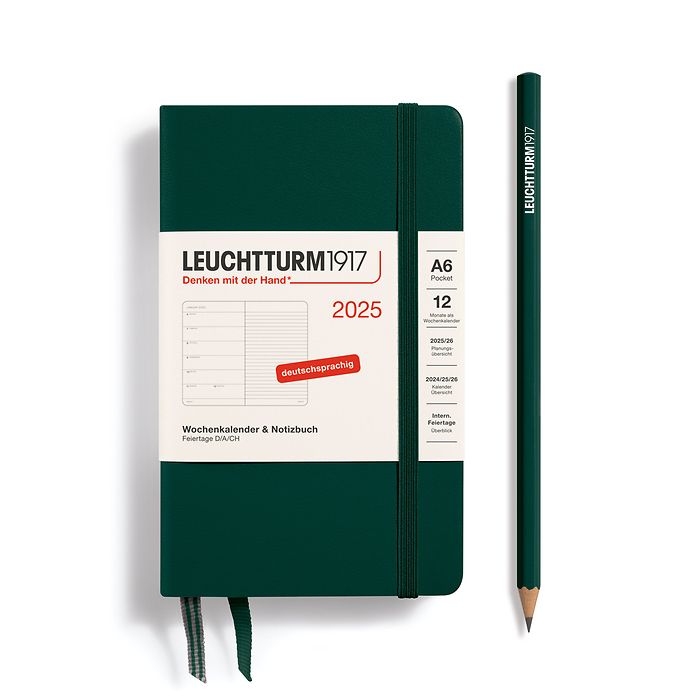 Wochenkalender & Notizbuch Pocket (A6) 2025, Forest Green, Deutsch