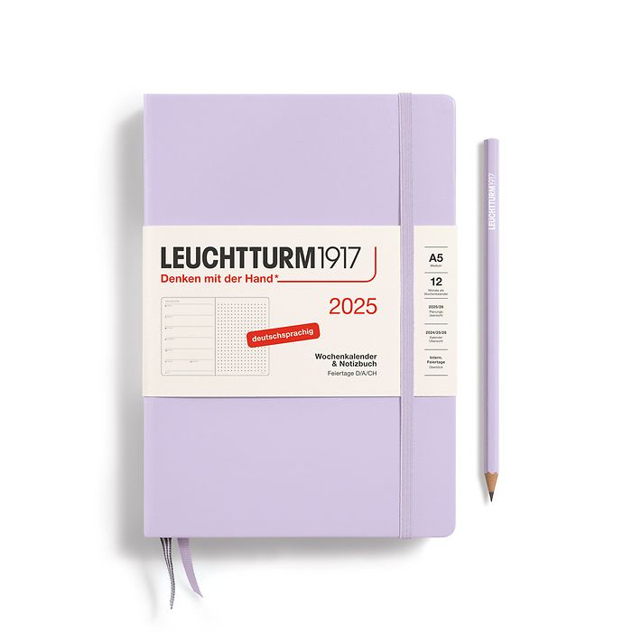 Wochenkalender & Notizbuch Dotted Medium (A5) 2025, Lilac, Deutsch