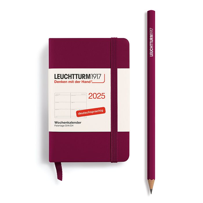 Wochenkalender Mini (A7) 2025, Port Red, Deutsch