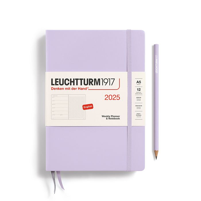 Wochenkalender & Notizbuch Dotted Medium (A5) 2025, Lilac, Englisch