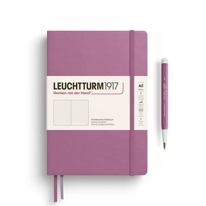 Notizbuch Medium (A5), Hardcover, 251 nummerierte Seiten, Dusty Rose, dotted