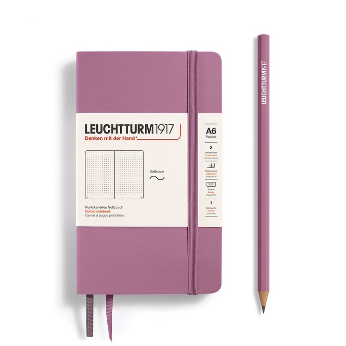 Notizbuch Pocket (A6), Softcover, 123 nummerierte Seiten, Dusty Rose, Dotted