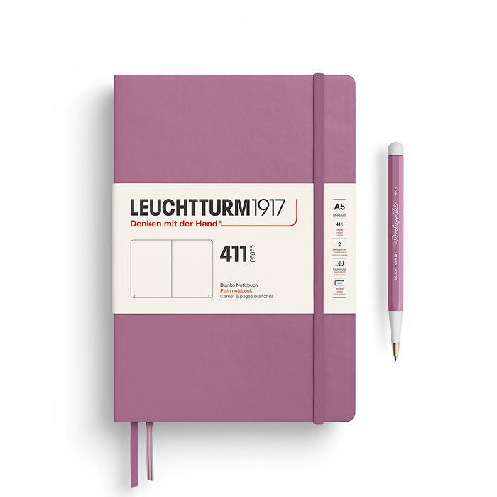 Notizbuch Medium (A5), Hardcover, 411 nummerierte Seiten, Dusty Rose, Blanko