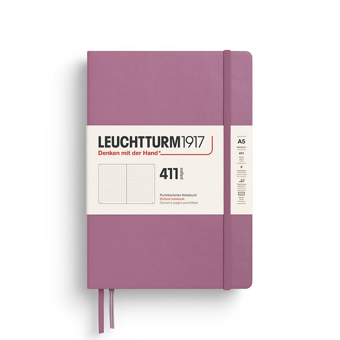 Notizbuch Medium (A5), Hardcover, 411 nummerierte Seiten, Dusty Rose, Dotted