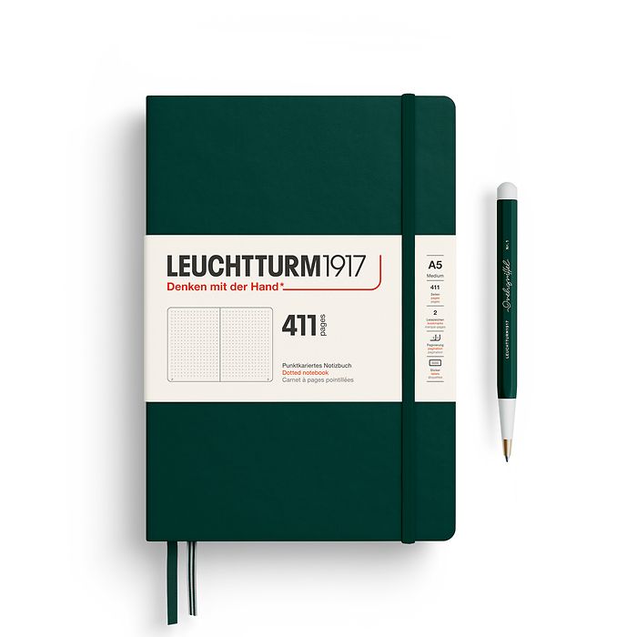 Notizbuch Medium (A5), Hardcover, 411 nummerierte Seiten, Forest Green, Dotted